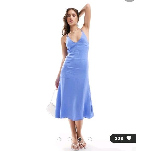 & Other Stories Dress Womens 6 Small Purple Periwinkle Slip Midi Drop Waist - Picture 1 of 15